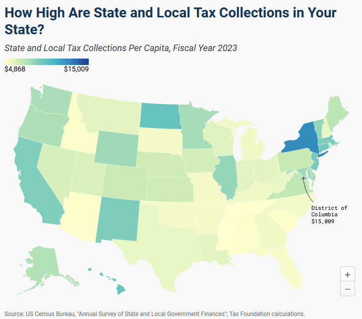 State and Local Tax Collections Per Capita (FY 2023)